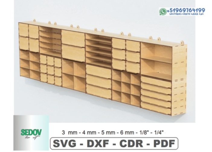12 cajas modulares de almacenamiento de pared cortadas con láser
