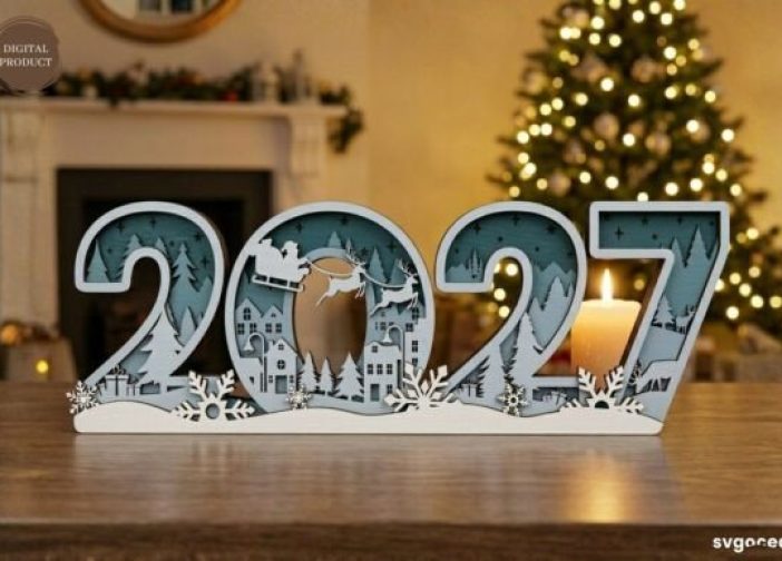 2027 Christmas Table Decor Corte Láser