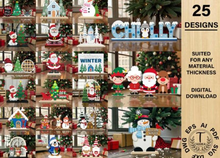 25 archivos cortados con láser para estanterías de invierno