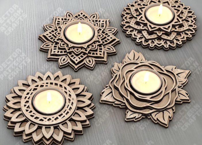 4 candelabros portavelas en capas