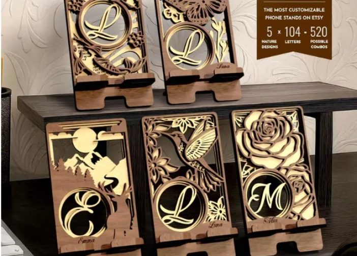 5 diseños de la naturaleza, paquete de 104 monogramas para teléfono