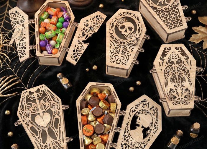 6 cajas de regalo de Halloween con forma de ataud2