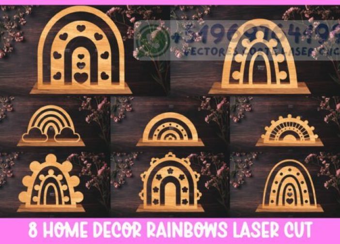 8 decoraciones para el hogar cortadas con láser de arcoíris
