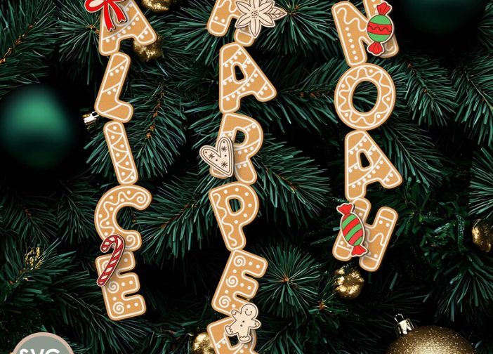 Abecedario colgante personalizado de galleta de jengibre con nombre