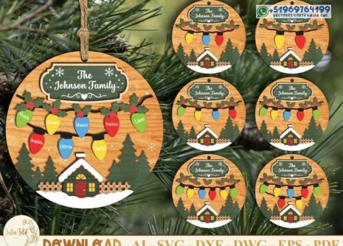 Adorno Familiar De Navidad Personalizado SVG