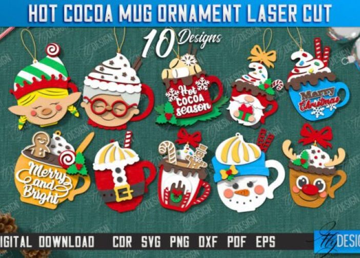 Adorno colgante de taza de chocolate caliente