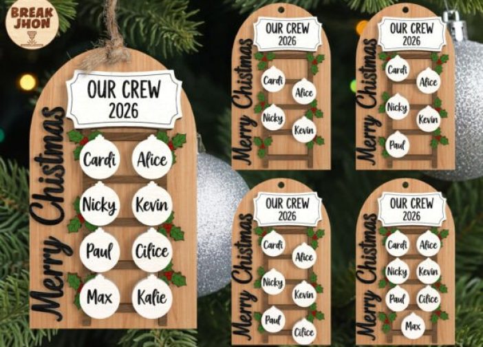 Adorno colgante navideño personalizado de la familia