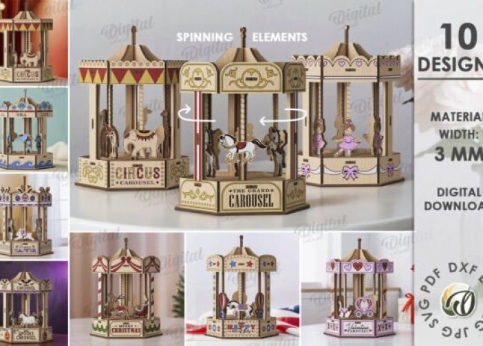 Adorno de Carruseles giratorios 3D
