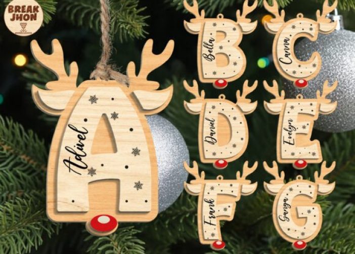 Adorno de alfabeto abecedario letras de reno