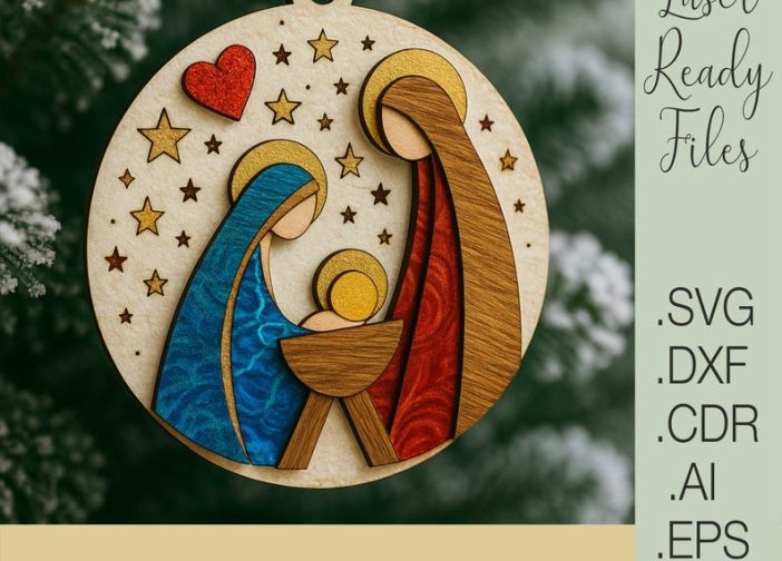 Adorno de navidad svg sagrada familia