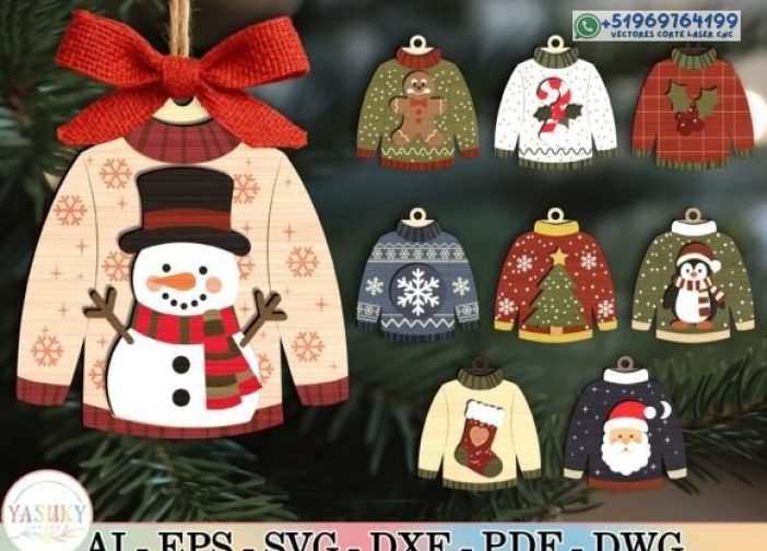 Adorno de suéter chompa colgante de Navidad