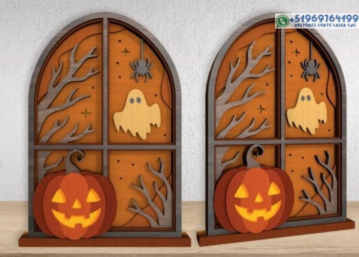 Adorno de ventana con calabaza para Halloween
