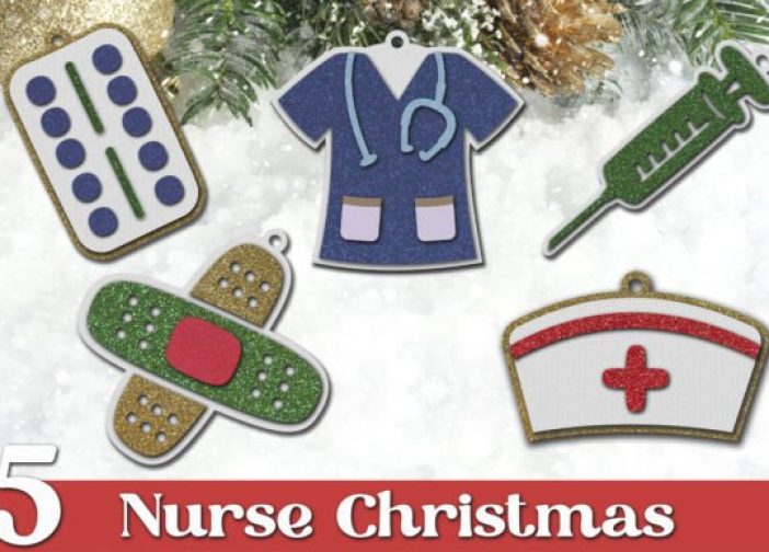 Adorno navideño 3D de enfermera