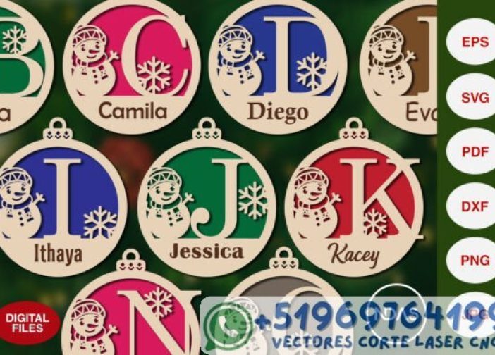 Adorno navideño SVG del alfabeto de la A a la Z