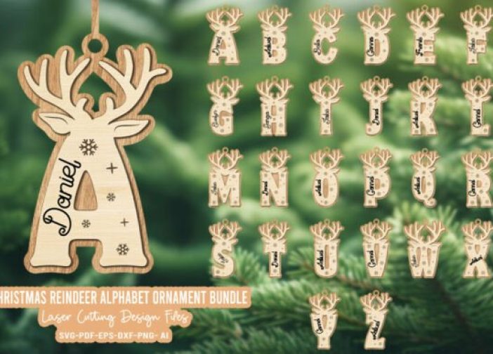 Adorno navideño con alfabeto de renos