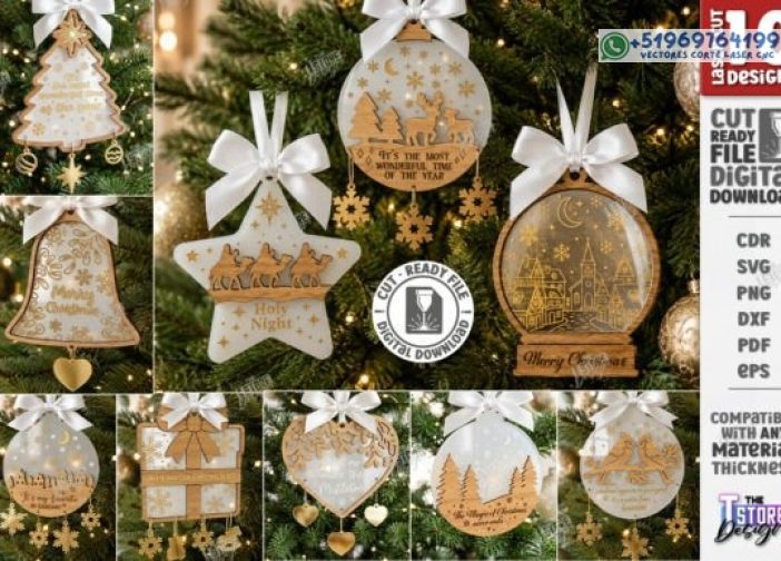 Adorno navideño de madera y acrílico