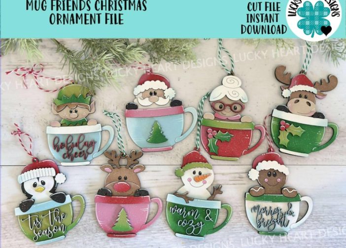 Adorno navideño de taza Friends