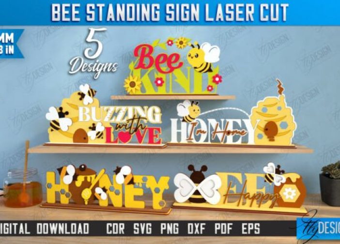 Adorno paquete de letreros de abejas a pie