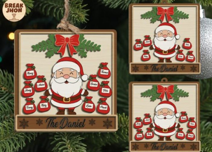 Adorno personalizado de la familia de Papá Noel