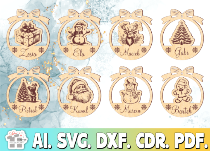 Adornos colgantes navideños con nombres