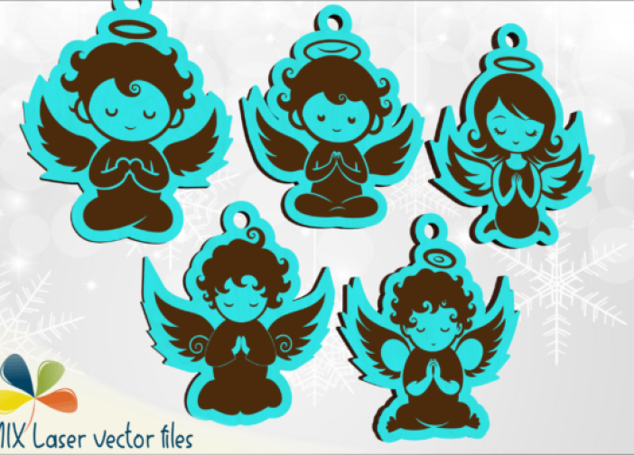Adornos de ángel grabados y cortados