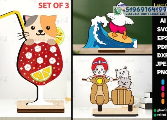 Adornos de animales veraniegos con stand Para mas Vectores Whatsapp 51969764199