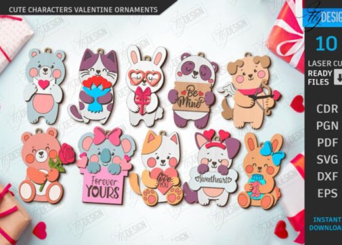 Adornos de animalitos tiernos de San Valentín