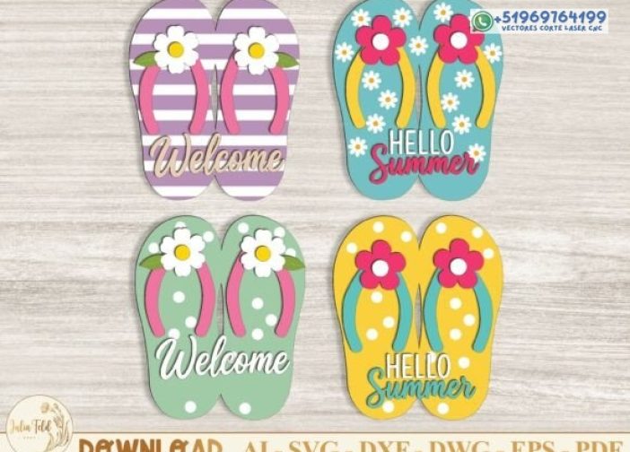 Adornos de chanclas de verano para puertas