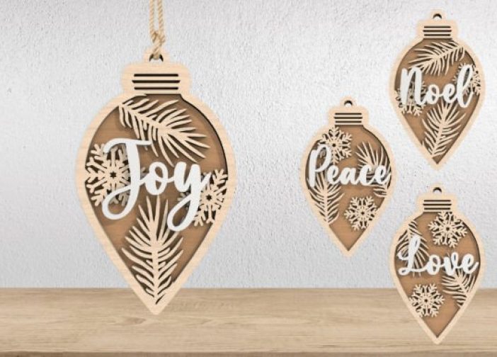 Adornos de colgantes Navideños con Palabras Joy, Peace, Love, Noel