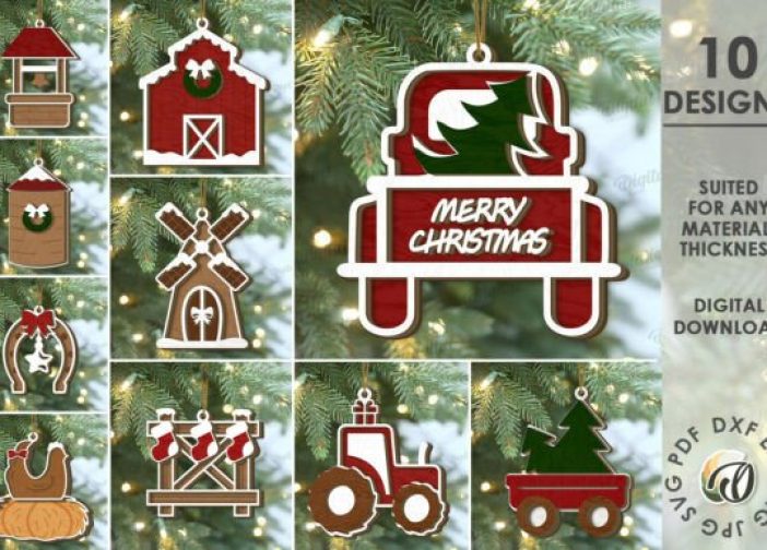 Adornos navideños de granja