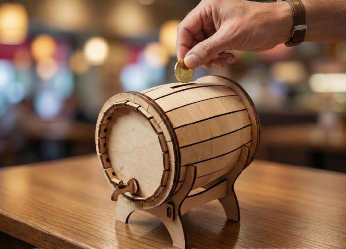 Alcancía de barril de vino