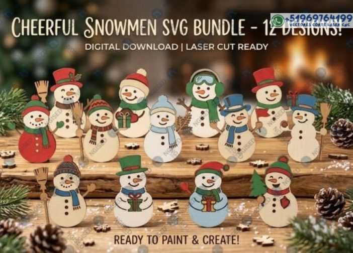 Alegre paquete de muñecos de nieve SVG