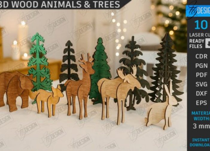 Animales de bosque navideño 3d