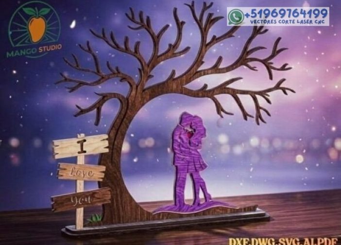 Árbol del amor para pareja romántica 3mm Para mas Vectores Whatsapp 51969764199