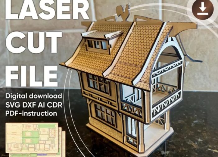 Archivo cortado a laser de casa medieval