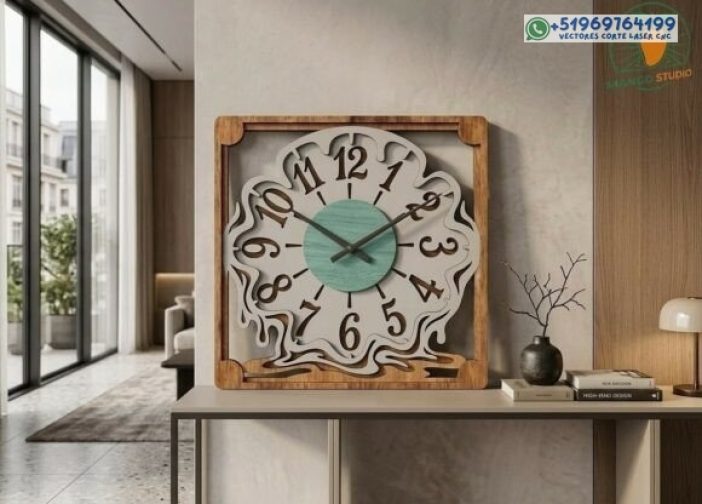 Archivo cortado por láser de reloj de madera derretido 2