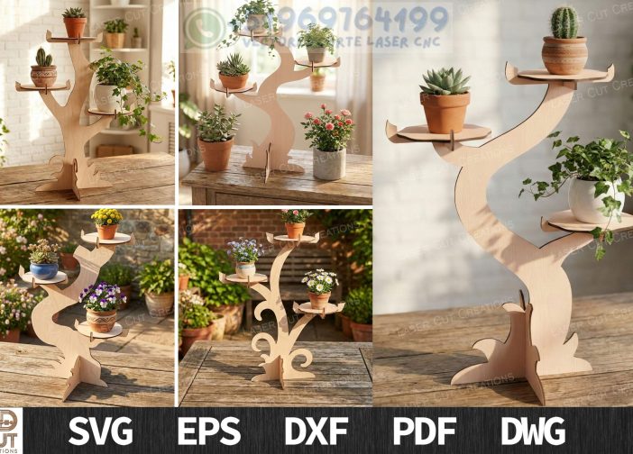 Archivo de corte láser 3D de soporte de planta de árbol
