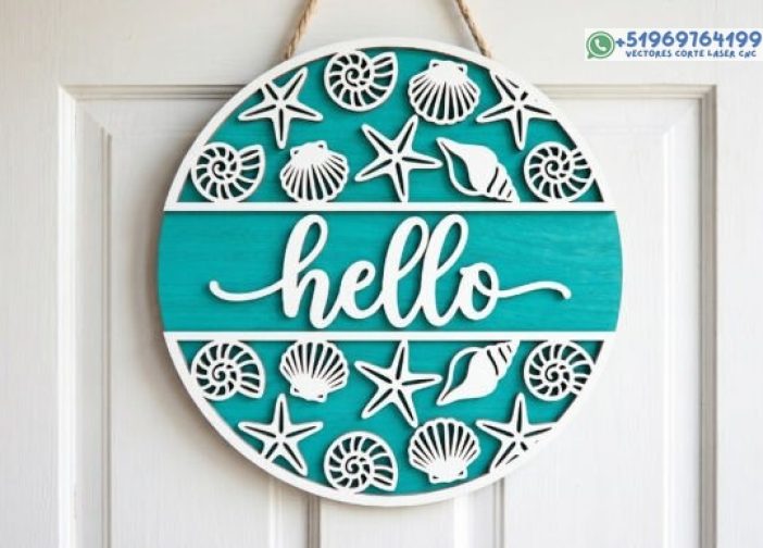 Archivo de corte láser Seashell Hello Sign