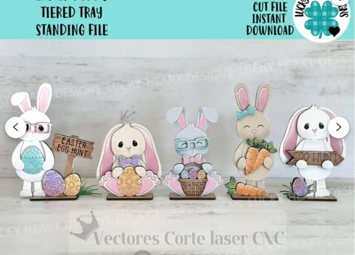 Bandeja de pie con niveles de conejito de pascua