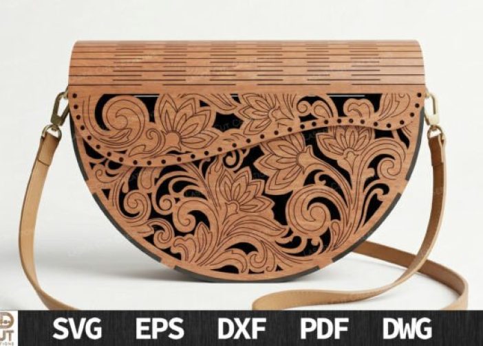 Bolso cartera de madera floral