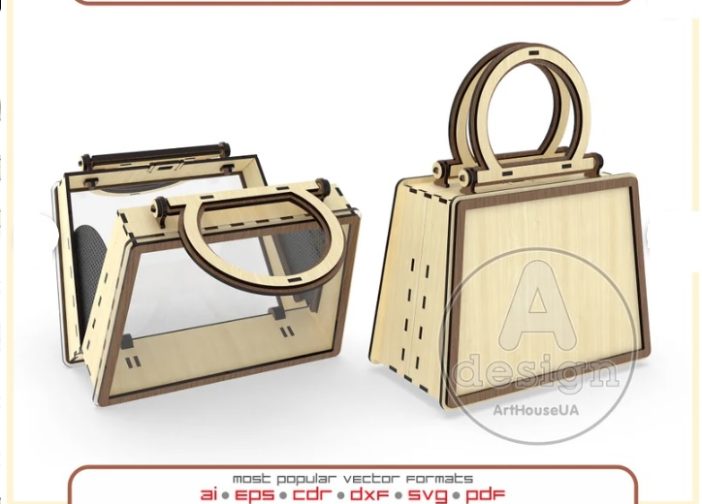 Bolso monedero con acrilico o madera