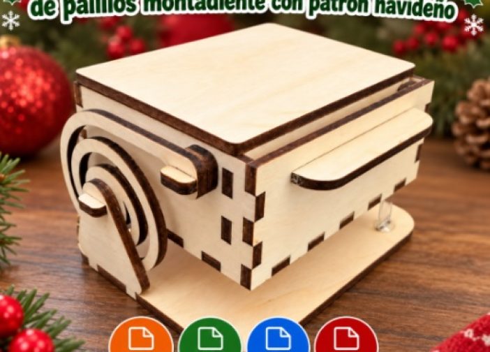 Caja automática dispensador de palillos montadiente con patrón navideño
