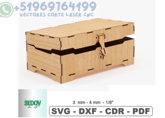 Caja cofre con tapa y seguro