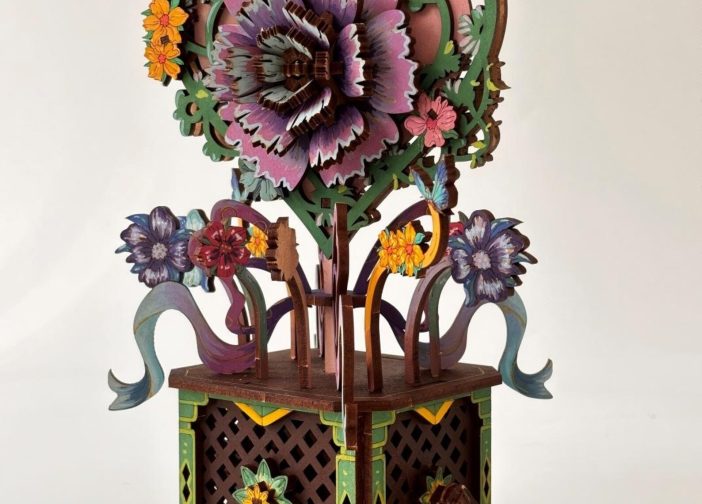 Caja de álbum de fotos de flores mecánicas para el Día de la Madre