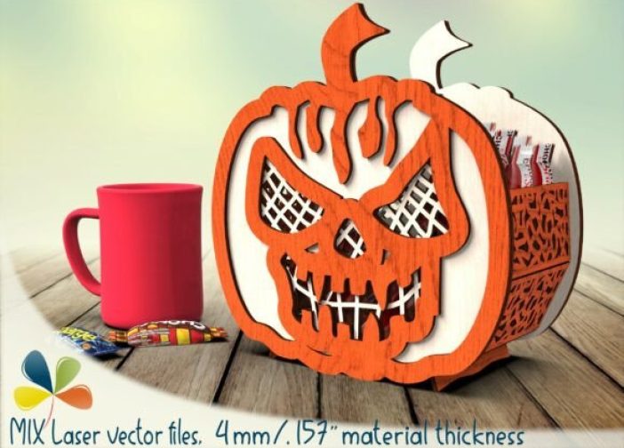 Caja de cabeza de calabaza Halloween para dulces