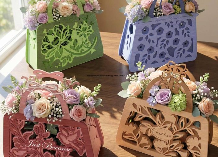 Caja de flores decorativas para bolso