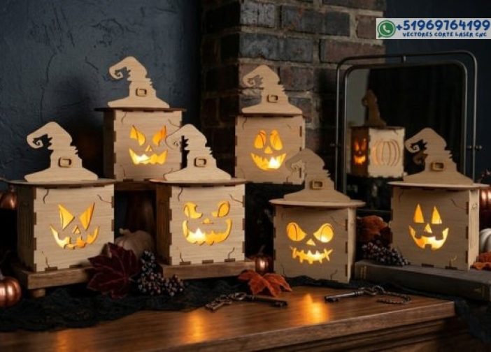 Caja de linterna de bruja de Halloween