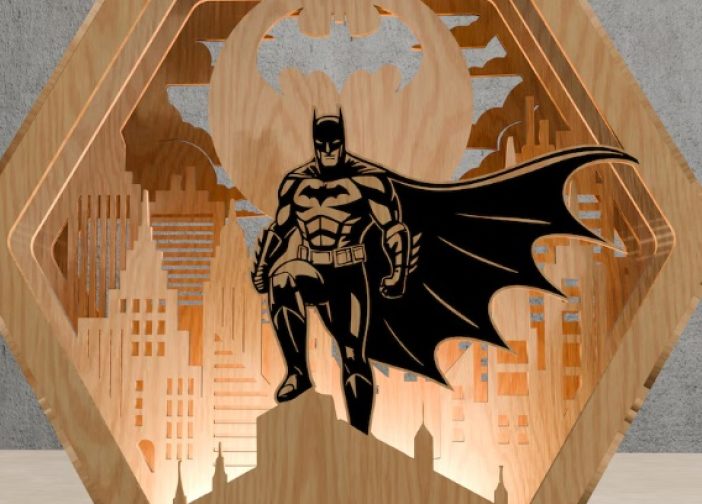 Caja de luz 3d Svg de superhero city batman2