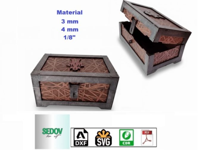 Caja de recuerdos de madera grabada