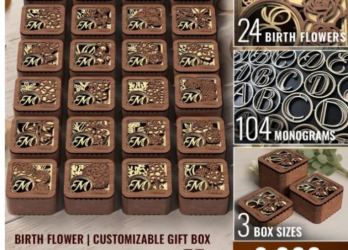 Caja de regalo con flores de nacimiento